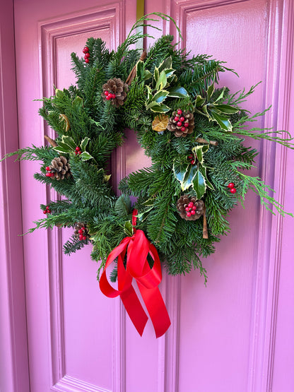 Decorated Red Christmas Wreath