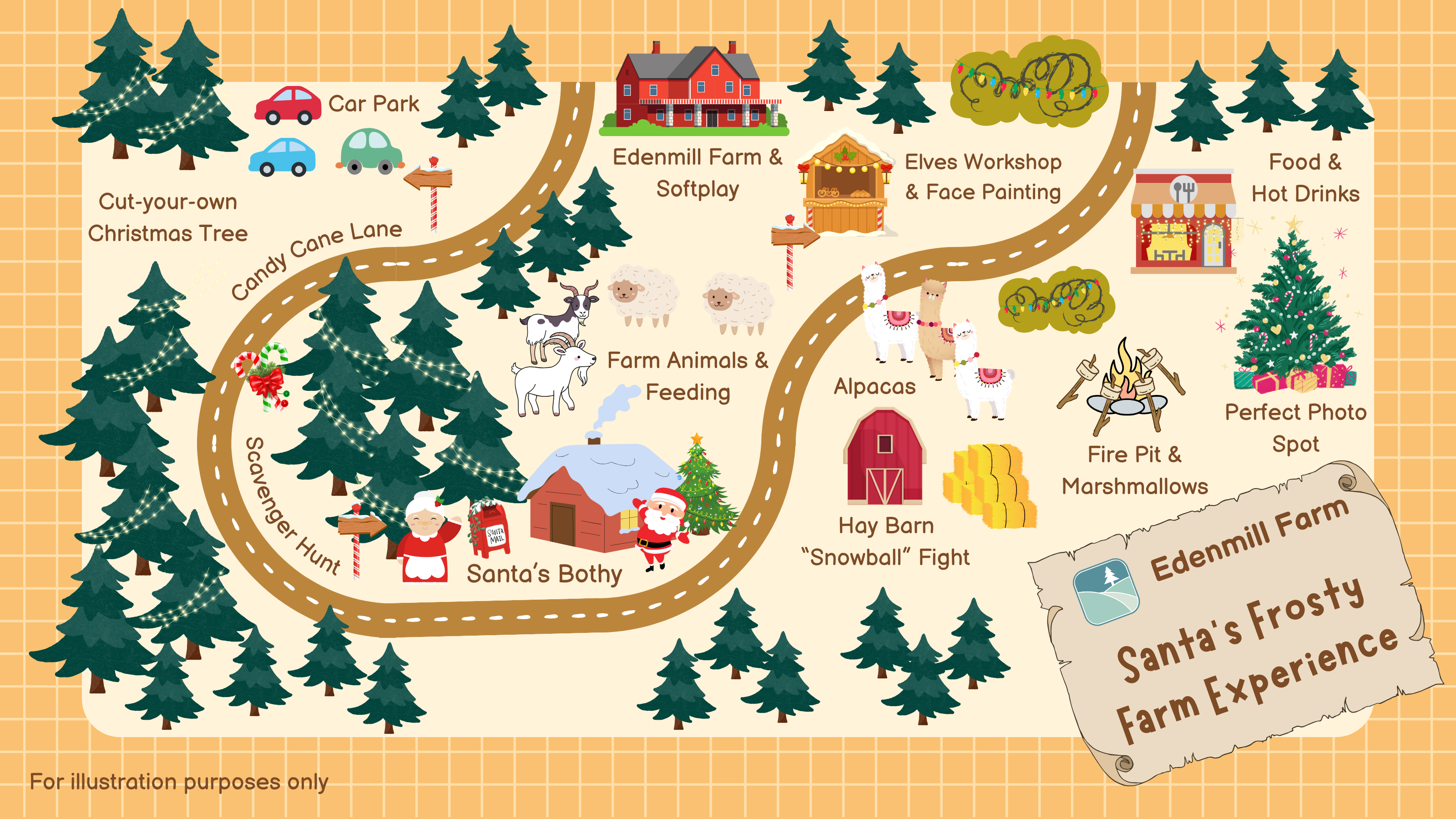 A map of Santa's Frosty Farm